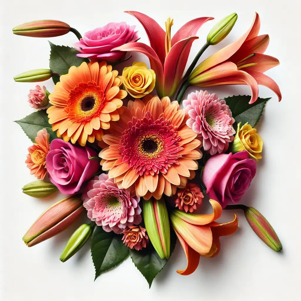 Creative flower arrangement with bright colors