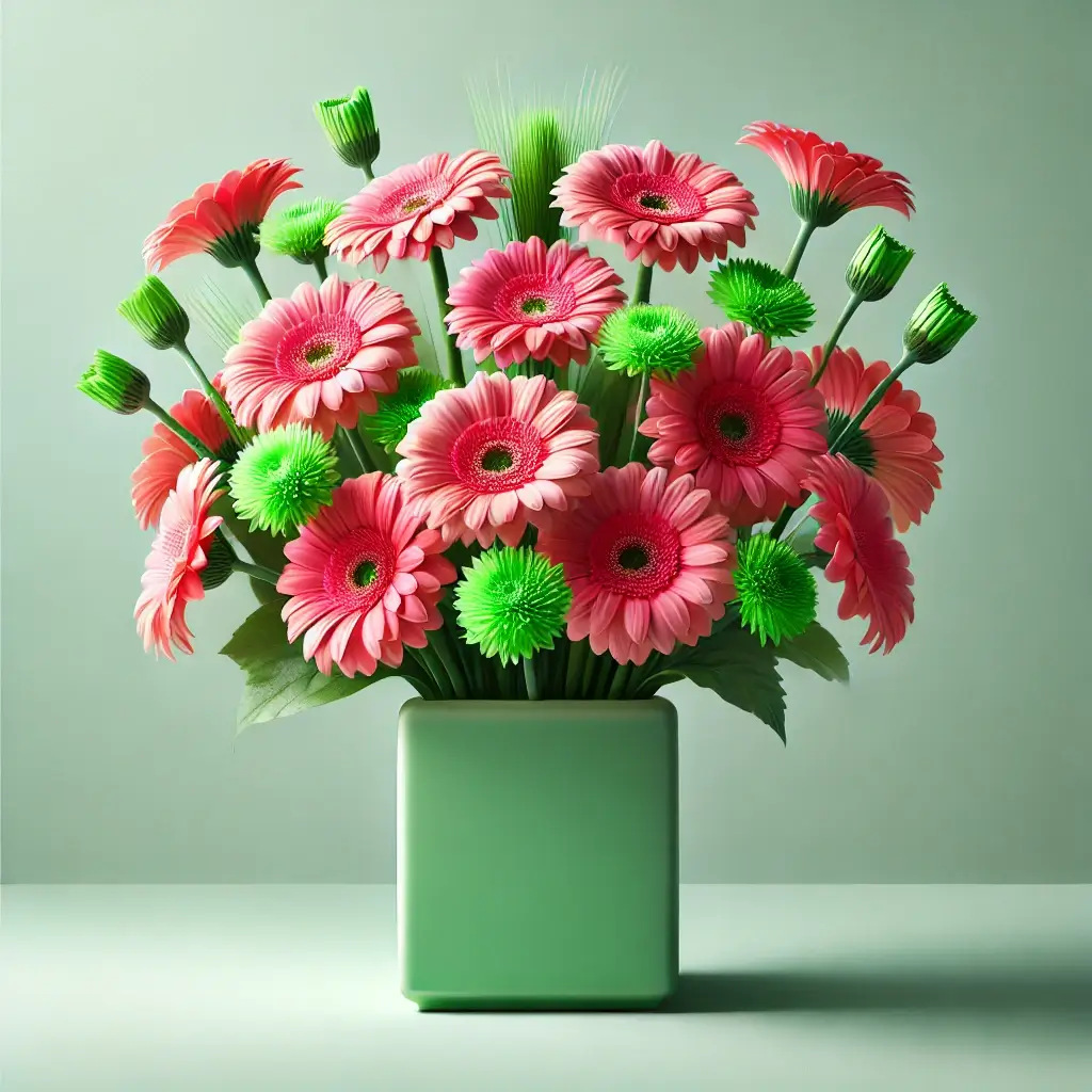 Bright Gerbera Bouquet with Green Accents